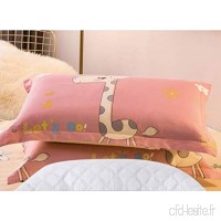 KLGG Cotton Pillowcase and Pillow Set Double Student Cotton Pillow Protection Cervical Pillow Grey Pink Deer - B07VQNMBDV